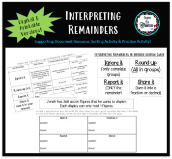 Interpreting Remainders Sort and Practice 4.4H